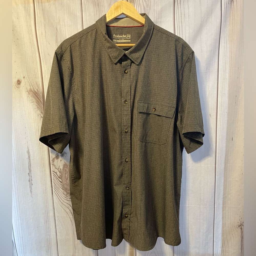 Men's Avalanche Button Down Casual Short Sleeve Shirt Gray Two Tone XXL EUC